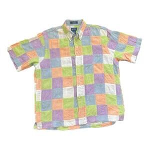 PAUL FREDRICK REGULAR FIT 100% LINEN SHIRT PATCHWORK TALL LARGE, LT